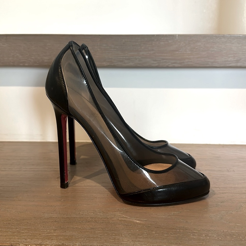 Sexy Christian Louboutin Zhora 120 Black Leather and PVC in 36.5
